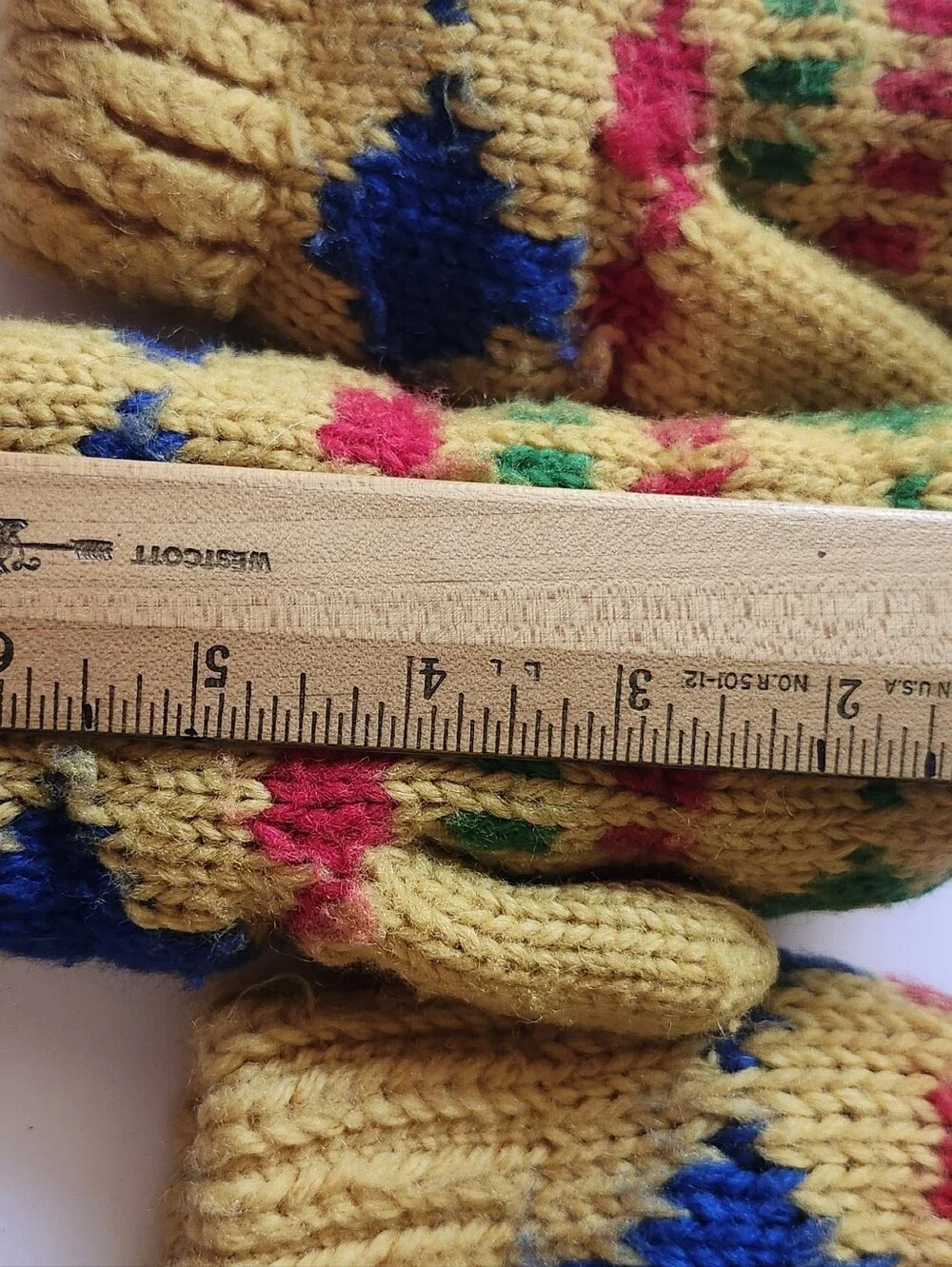 Yellow Knit Pom Pom Hat and Mittens Set for Kids -Pattern Made In JAPAN